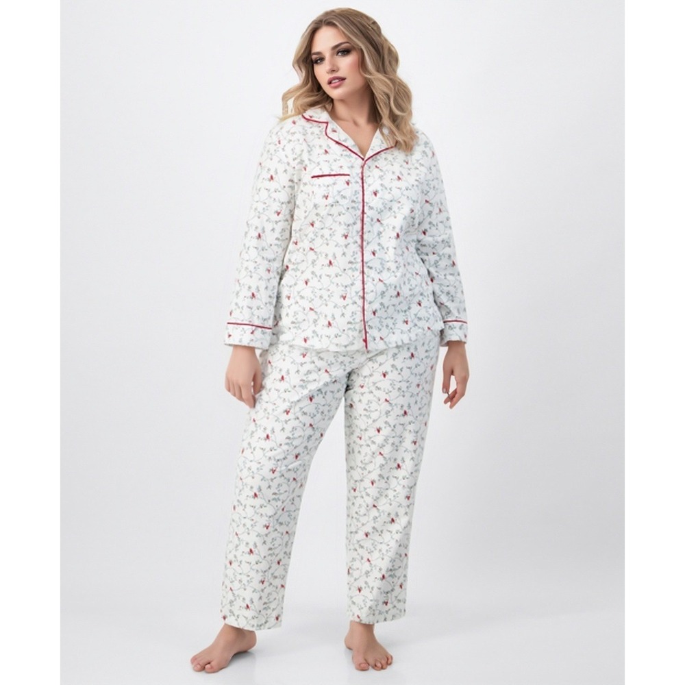Charter Club Womens 2pc Pajama Set White/Red 2X Cardinal Holiday Coquette PJ NWT